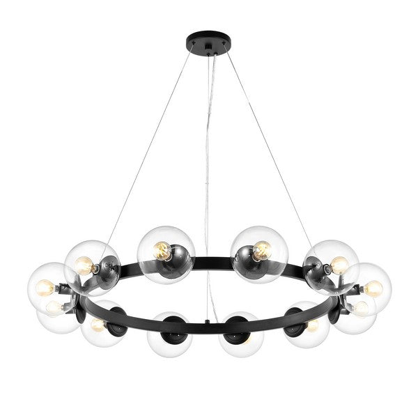 RYLIAN, 12 LIGHT, 38 INCH, IRON/GLASS CHANDELIER