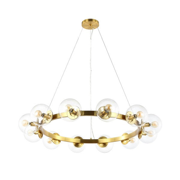 RYLIAN, 12 LIGHT, 38 INCH, IRON/GLASS CHANDELIER