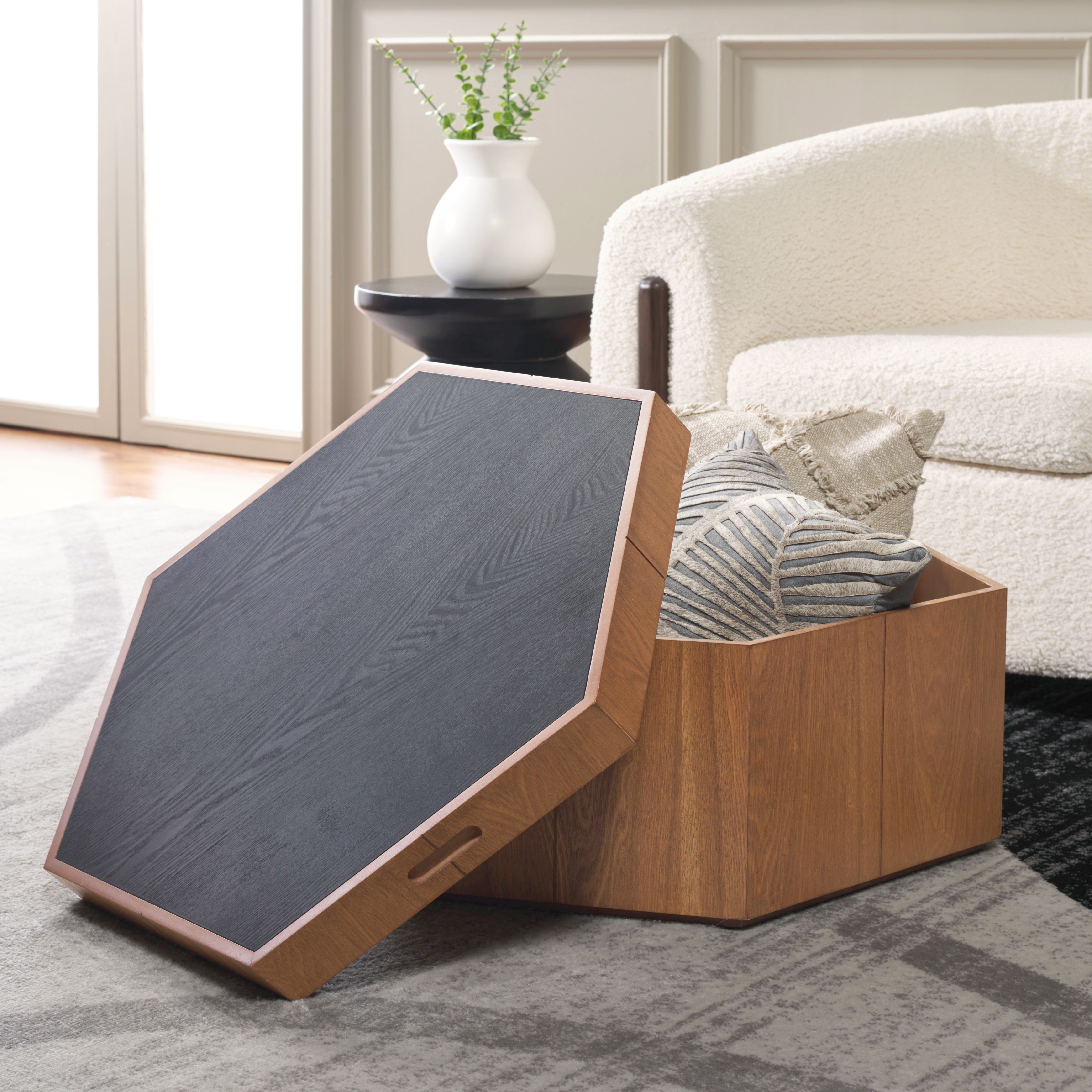 RAFAELA HEXAGON TRAY TOP COFFEE TABLE WITH STORAGE