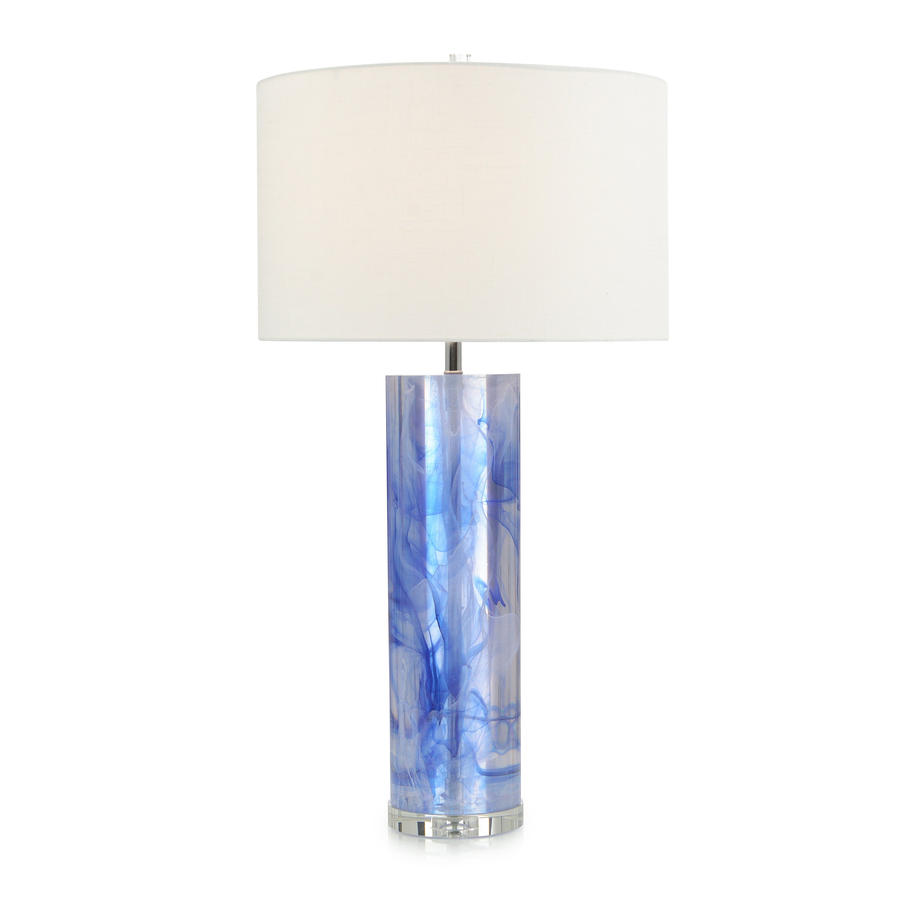 Cylinder Blue and Clear Resin Table Lamp