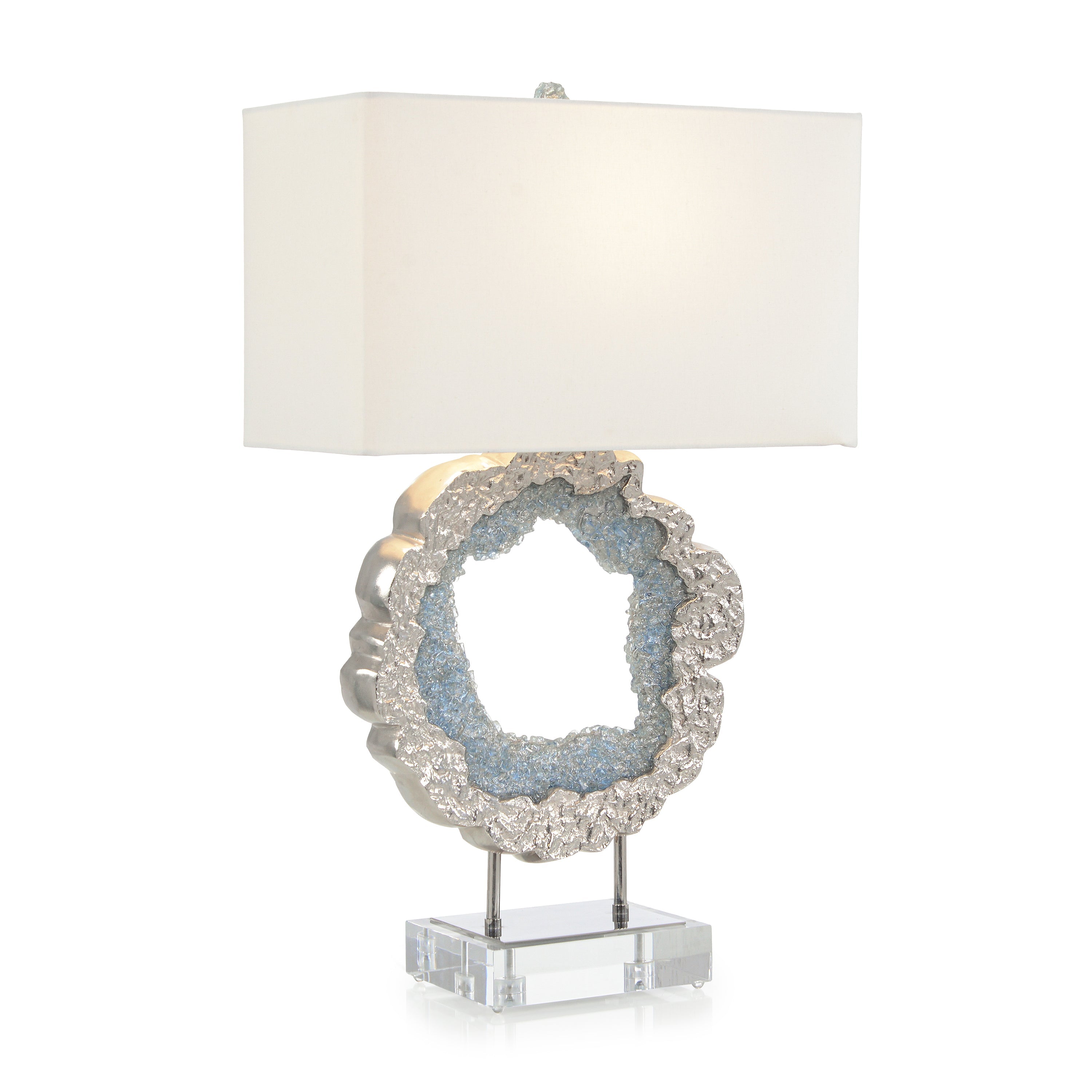 Geode Tisch lampe Hammered Nickel und Meer Blau