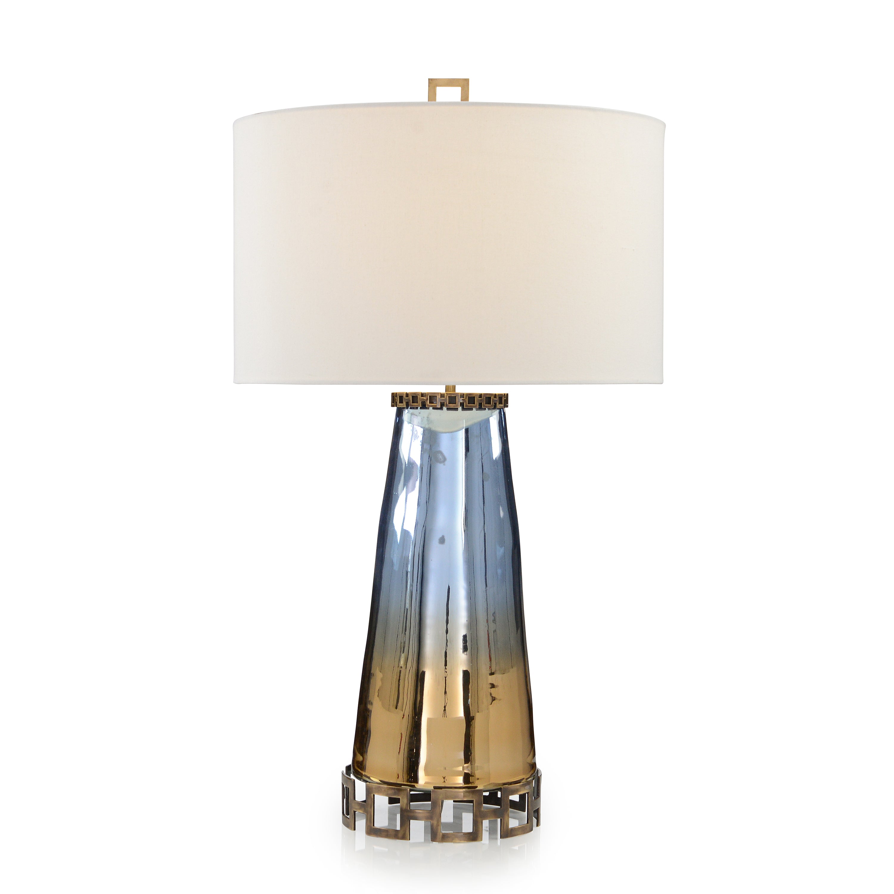 Saphir blau und Cognac Glas Tisch lampe