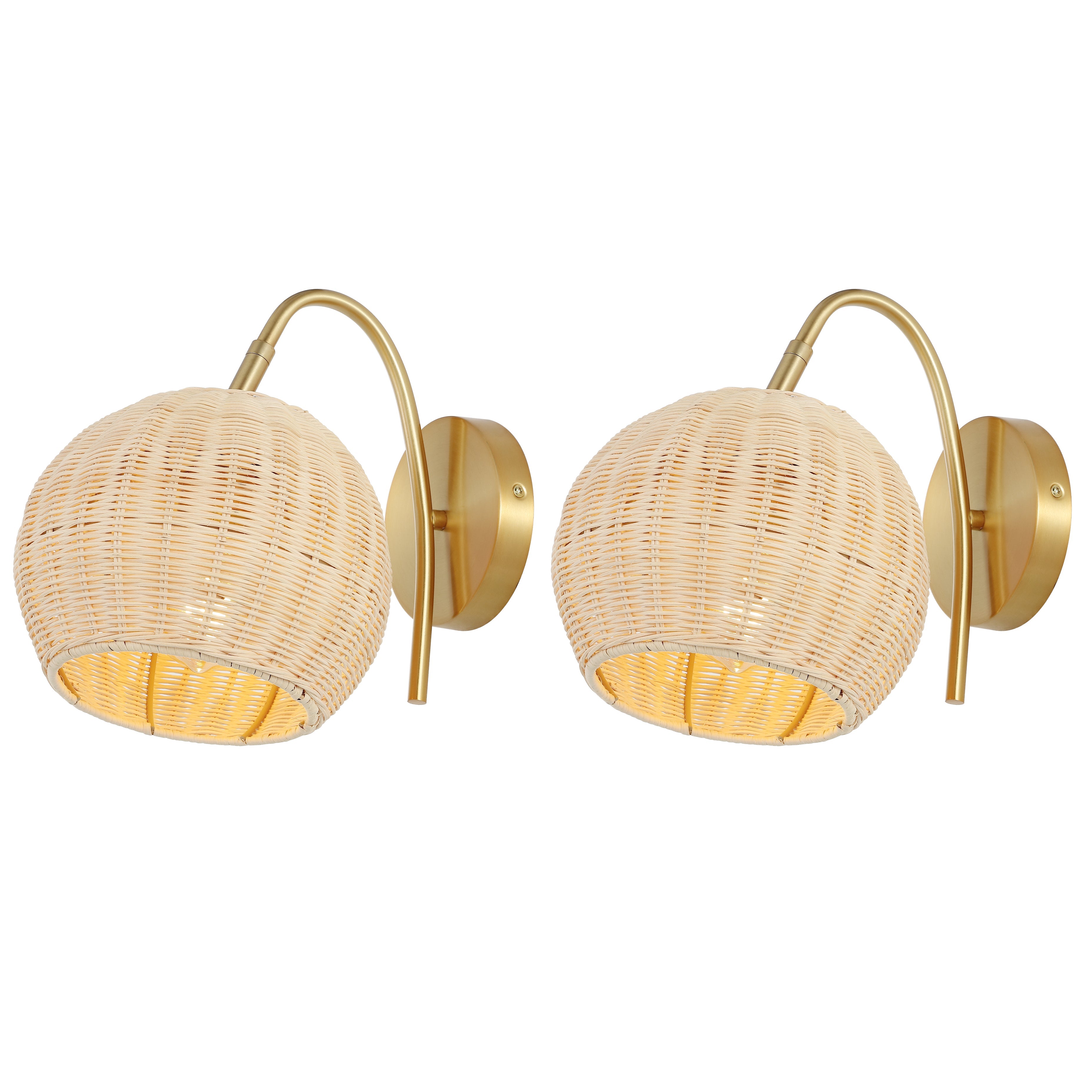 NAHUM, 8.5 INCH, RATTAN/IRON WALL SCONCE SET OF 2