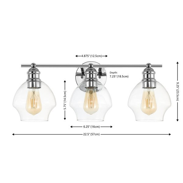 MYLSA, 3 LICHT, 22,5 ZOLL, EISEN-/GLASWAND-SCONCE