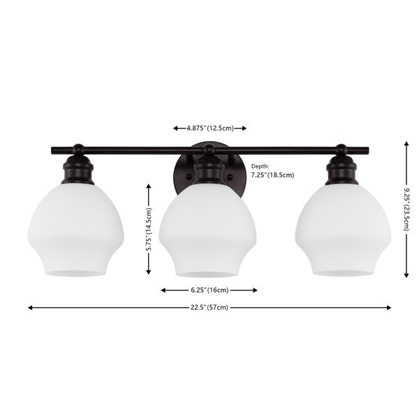 MYLSA, 3 LICHT, 22,5 ZOLL, EISEN-/GLASWAND-SCONCE