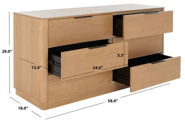 GABRIETTA 6 DRAWER WOOD DRESSER