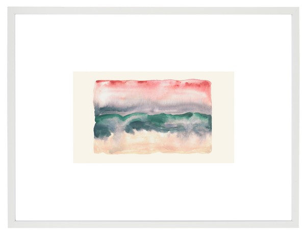 SUNSET AT DAYBREAK, 24 x 18 INCH, BLUSH/BLUE GREEN, FRAMED WALL ART