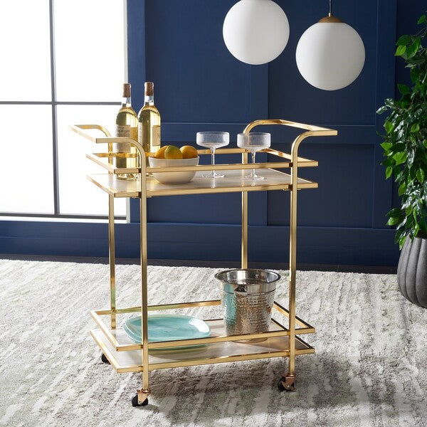 LAMERIS 2 TIER BAR CART WITH HANDLES