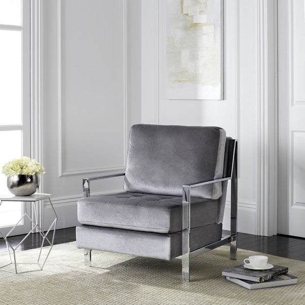 WALDEN MODERN TUFTED CHROME ACCENT CHAIR