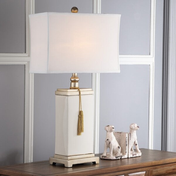 AMILIANA CREAM GLAZED 32 INCH H TASSEL LAMP